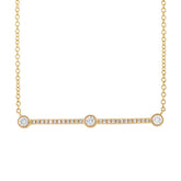 0.23ct 14k Yellow Gold Diamond Bar Necklace